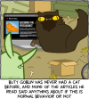 Butt Goblin's cat, Madam Spaghetti, has been caught using a laptop, viewing a website called MaestroClass offering a class taught by a lasagna-loving orange cat entitled Becoming The Protagonist: Making Main Character Syndrome Work For You. Caption: Butt Goblin has never had a cat before, and none of the articles he read said anything about if this is normal behavior or not