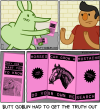 Butt Goblin had to get the truth out [Butt Goblin is handing out pamphlets titled "THEY DON'T WANT YOU TO KNOW" and inside it says "HORSES CAN GROW A MUSTACHE - DO YOUR OWN RESEARCH" with a picture of a horse with a mustache. It also says "100% TRUE!" and "ACTUALLY REAL"][This is real btw]