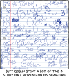 Butt Goblin spent a lot of time in study hall working on his signature [we see many different attempts and styles of Butt Goblin's signature, as well as The Cool S, Butt Goblin riding a dinosaur, Butt Goblin rocking out on a flying V guitar, and other youthful scribbles]